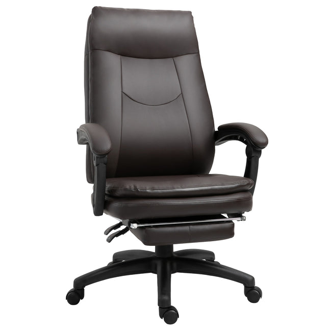 Ergonomic executive swivel chair with footrest, brown
