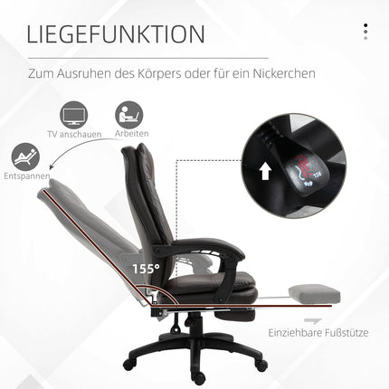 Ergonomic executive swivel chair with footrest, brown