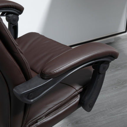 Ergonomic executive swivel chair with footrest, brown