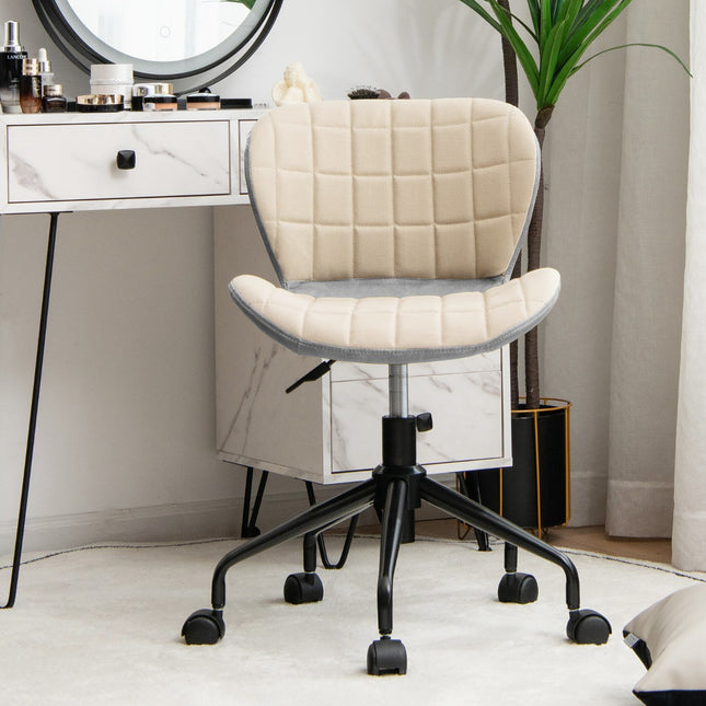 Swivel Office Chair, PU Leather, Height Adjustable, Beige