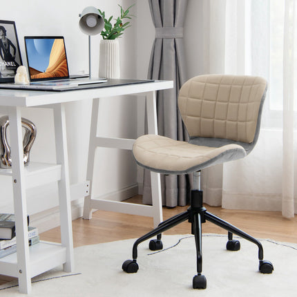 Swivel Office Chair, PU Leather, Height Adjustable, Beige
