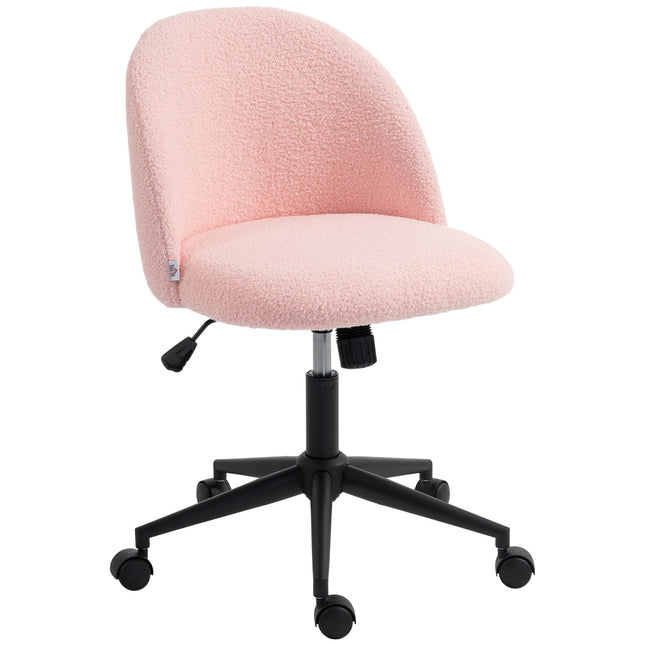 Swivel Office Chair, Pink Teddy Fleece, Height Adjustable