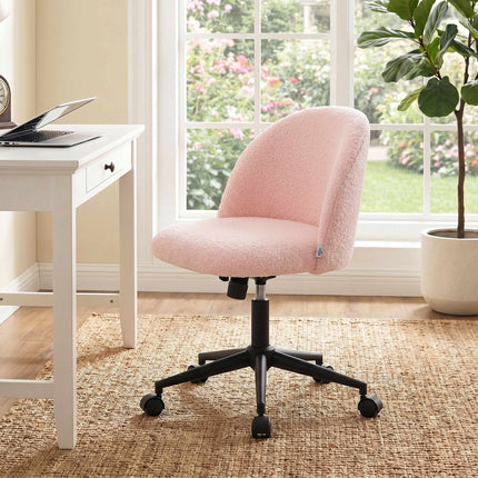 Swivel Office Chair, Pink Teddy Fleece, Height Adjustable