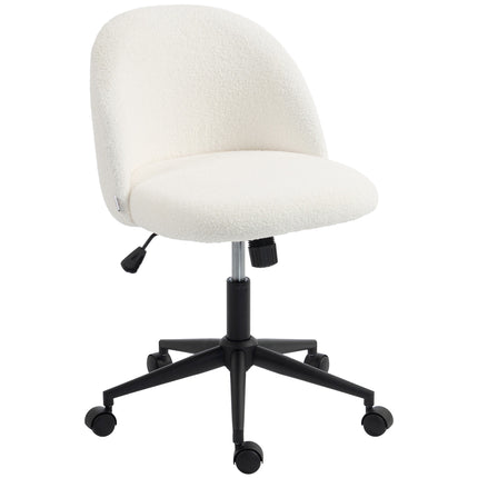Swivel Office Chair, Teddy Fleece, Height Adjustable, Cream