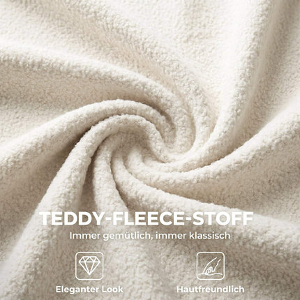 Swivel Office Chair, Teddy Fleece, Height Adjustable, Cream