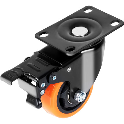 Swivel Plate Caster Wheels, 3 Inch, Set of 4, Locking