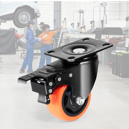 Swivel Plate Caster Wheels, 3 Inch, Set of 4, Locking