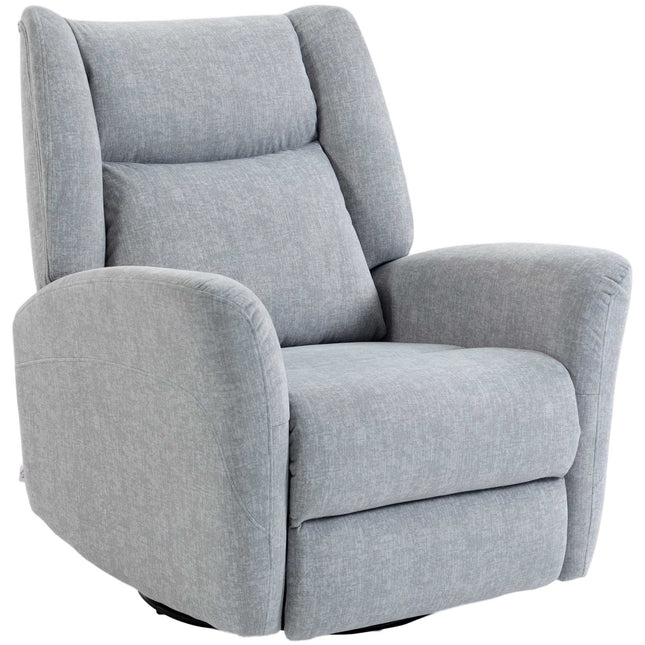Swivel Recliner Chair, 135 Degree Rocking, Light Gray