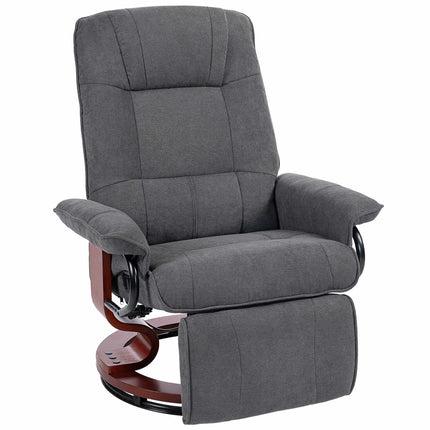 Swivel Recliner Chair, Linen-Look, Footrest, Gray