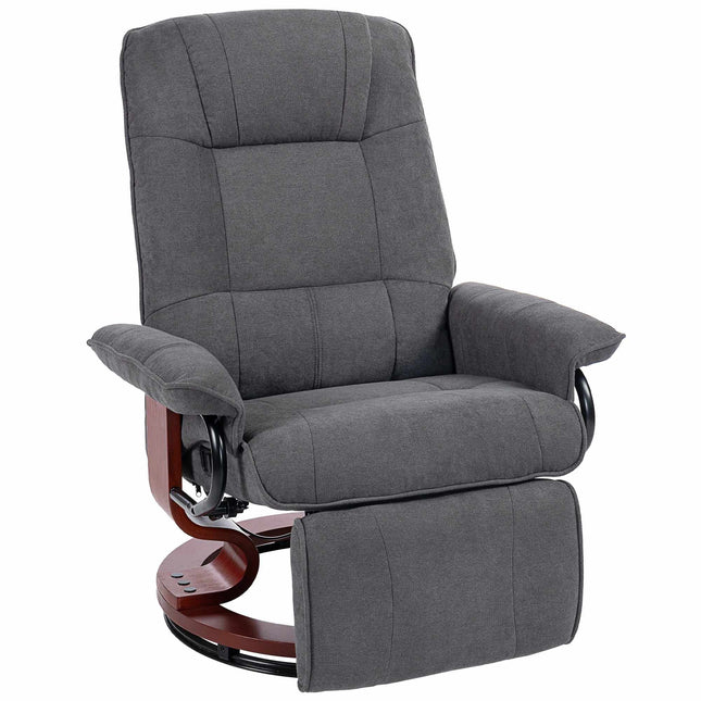 Swivel Recliner Chair, Linen-Look, Footrest, Gray