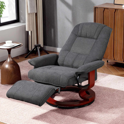 Swivel Recliner Chair, Linen-Look, Footrest, Gray