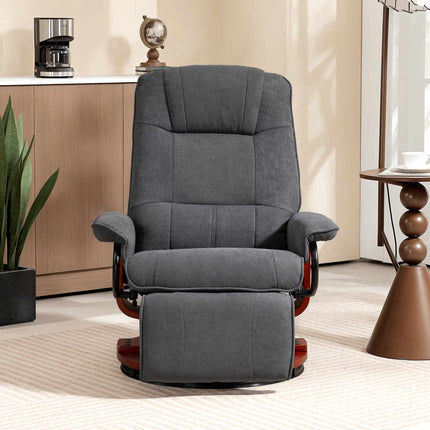 Swivel Recliner Chair, Linen-Look, Footrest, Gray