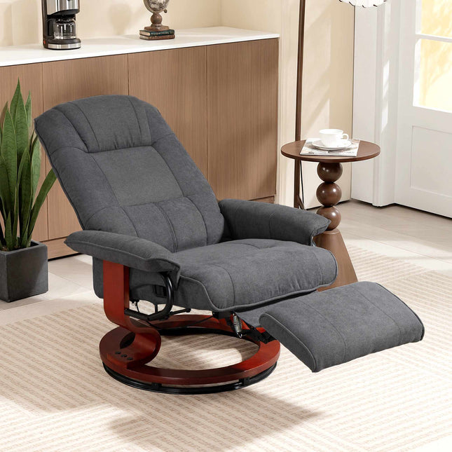 Swivel Recliner Chair, Linen-Look, Footrest, Gray