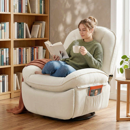 Swivel Recliner Chair with Deep Seat and Chenille Fabric