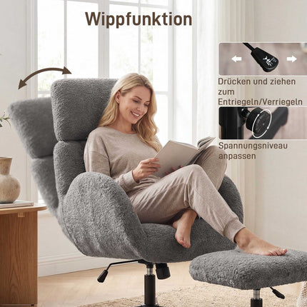 Swivel Recliner Chair with Ottoman, Adjustable Headrest, Grey