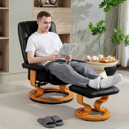 Swivel Recliner With Ottoman, Faux Leather, 150 kg