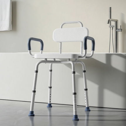 Swivel Shower Chair With Arms, Back, 400 lb, Adjustable Height