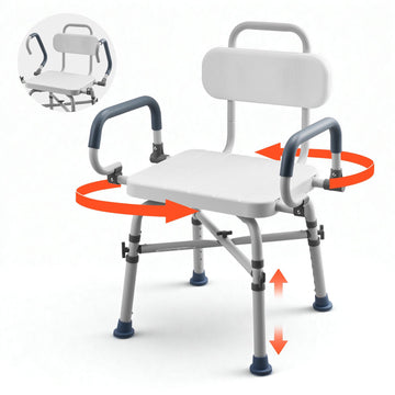 Swivel Shower Chair With Arms and Back, 500 lb, Adjustable