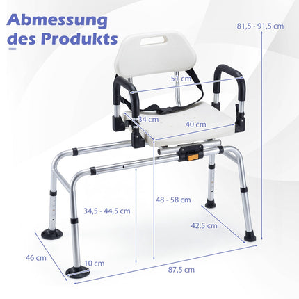 Swivel Shower Chair with Adjustable Height and Safety Belt