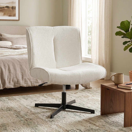 Swivel Velvet Accent Chair, Adjustable Height, Cream White