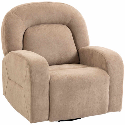 Swivel Velvet Recliner Chair, 360 Rocking, 135, Khaki