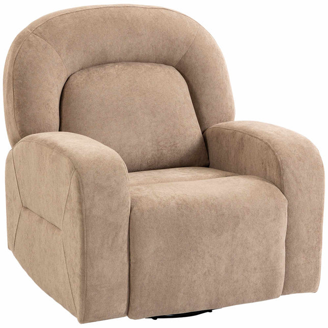 Swivel Velvet Recliner Chair, 360 Rocking, 135, Khaki