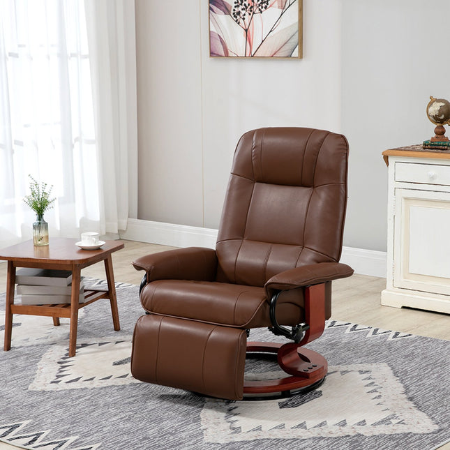 Reclining swivel chair, artificial leather with footrest