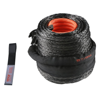 Synthetic Winch Rope 3/8 in x 85 ft, Hook and Sleeve