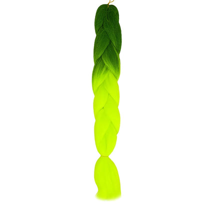 Synthetic hair ombre green / neon braids W10344