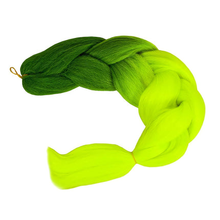 Synthetic hair ombre green / neon braids W10344