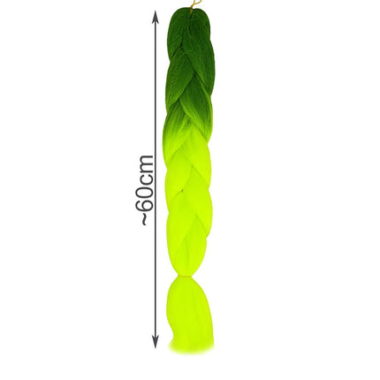Synthetic hair ombre green / neon braids W10344