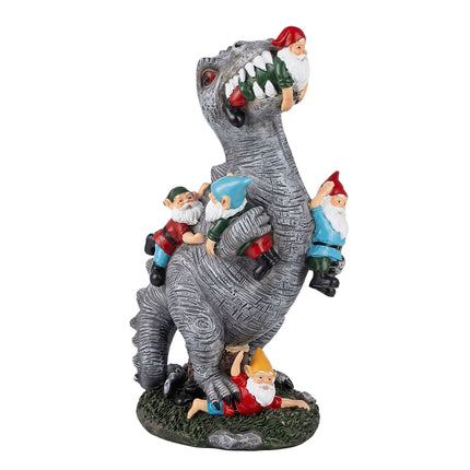 T-Rex Garden Ornament Eating Gnomes, Polyresin, 28.5cm