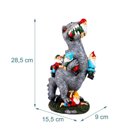 T-Rex Garden Ornament Eating Gnomes, Polyresin, 28.5cm