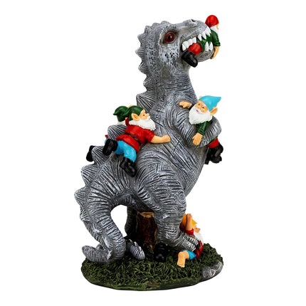 T-Rex Garden Ornament Eating Gnomes, Polyresin, 28.5cm