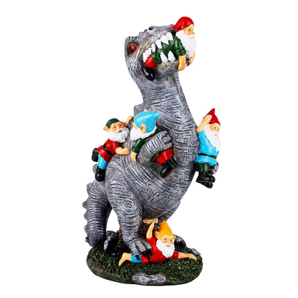 T-Rex Garden Ornament Eating Gnomes, Polyresin, 28.5cm
