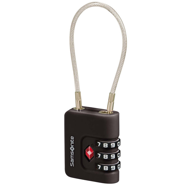 TSA Cable Lock, 3-Digit Combination, Black
