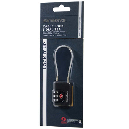 TSA Cable Lock, 3-Digit Combination, Black