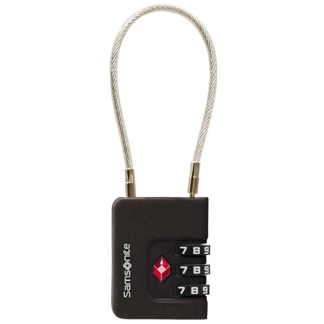 TSA Cable Lock, 3-Digit Combination, Black
