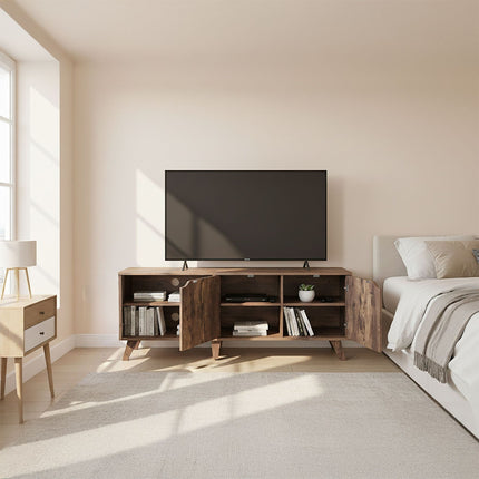 TV Cabinet, 6 Compartments, Fits TVs Up to 60 Inches