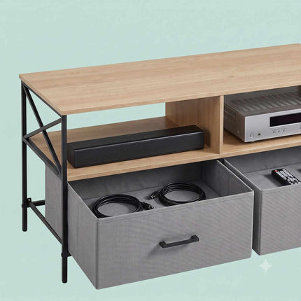 TV Lowboard with Storage, Greige-Black, 120 cm