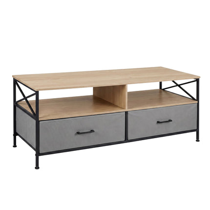 TV Lowboard with Storage, Greige-Black, 120 cm