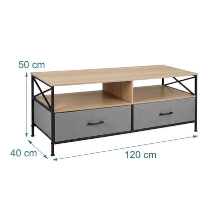 TV Lowboard with Storage, Greige-Black, 120 cm