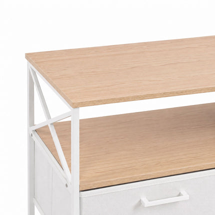 TV Lowboard with Storage, Wood-Look White, 120 cm