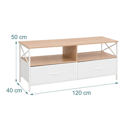 TV Lowboard with Storage, Wood-Look White, 120 cm