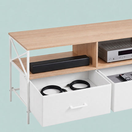 TV Lowboard with Storage, Wood-Look White, 120 cm