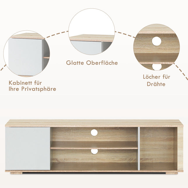 TV Stand, Oak Media Console for Up to 60-Inch TVs