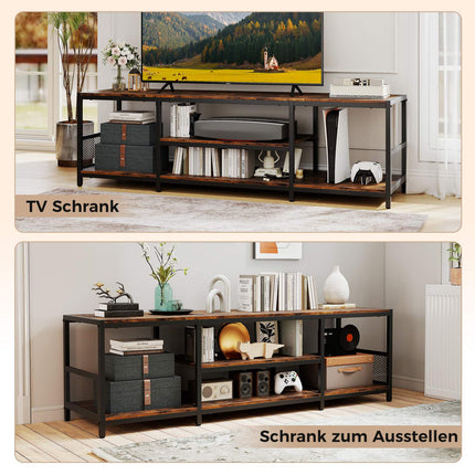 TV Stand for 65-Inch TVs, Industrial Style, Metal Frame