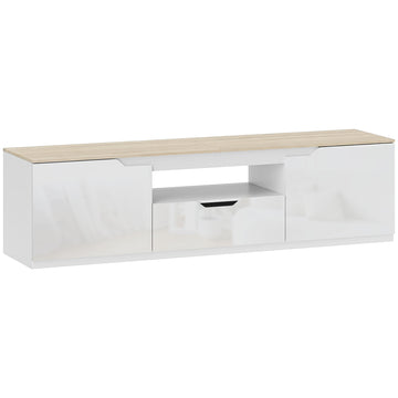 TV Stand for 65" TVs, Natural Wood, 160 cm, 3 Shelves