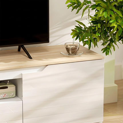 TV Stand for 65" TVs, Natural Wood, 160 cm, 3 Shelves