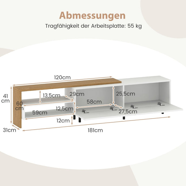 TV Stand for 80-Inch TVs with Shelves and Cabinets